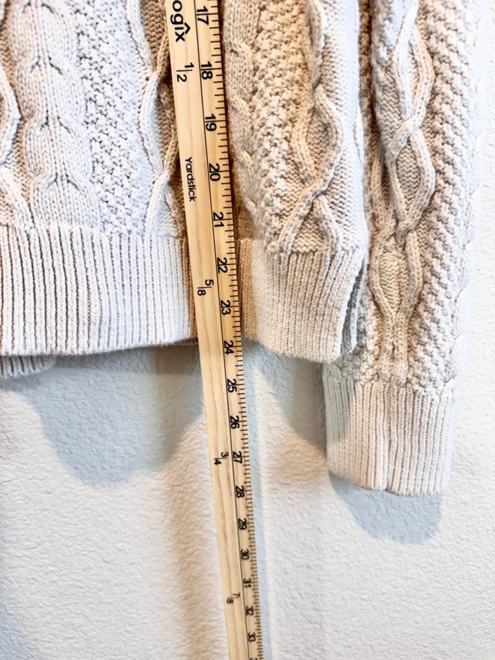 J.Crew Cable Knit Sweater Coastal Grandma Cottagecore Preppy Cream Large C46 - Picture 9 of 11